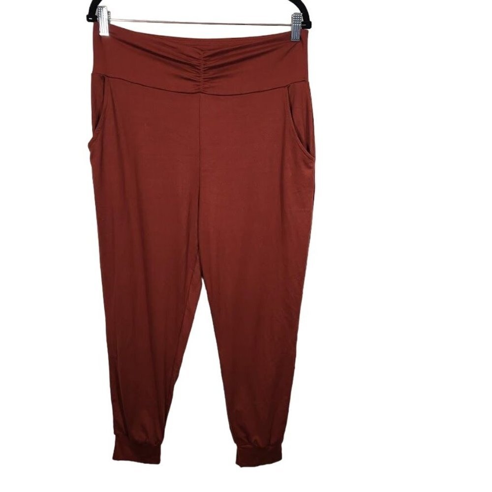 Shiela Rose Scrunch front Jersey Joggers in Rust Red‎ - Size XL